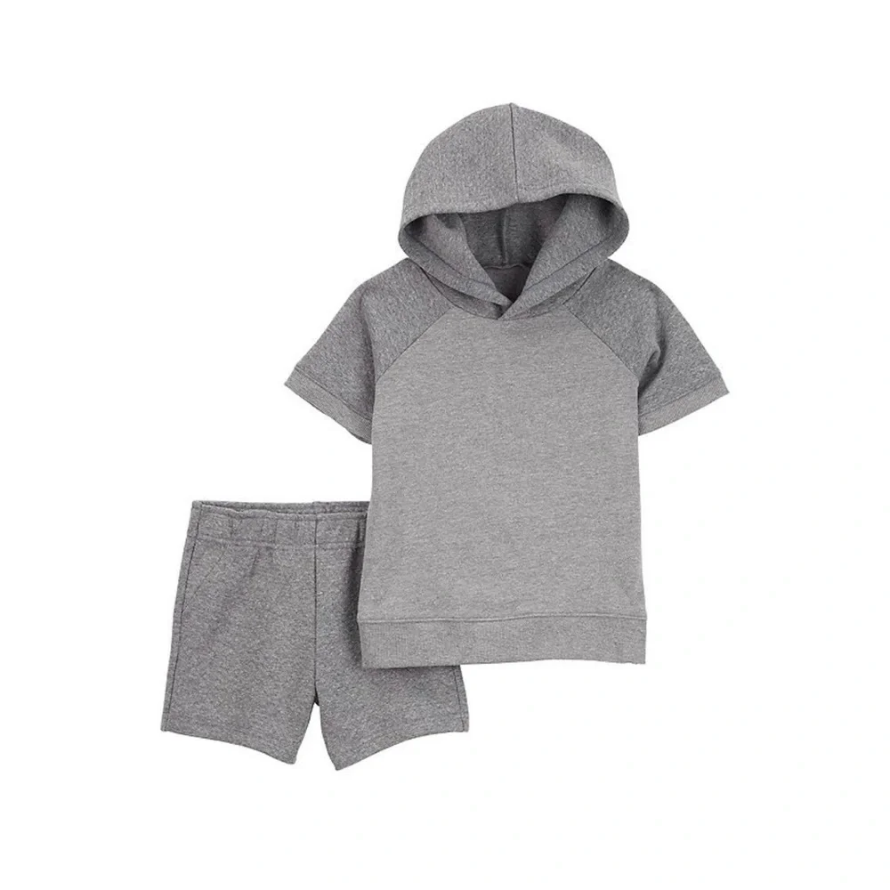 🆕 Carter’s Toddler Gray Hoodie & Shorts 2 Pc Set Size 5T NWT
